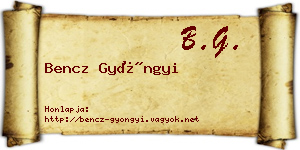 Bencz Gyöngyi névjegykártya