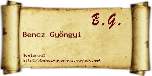 Bencz Gyöngyi névjegykártya